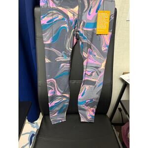 Avia Women's 7/8 Crop Fashion Leggings with Side Pockets in grey, pink and teal